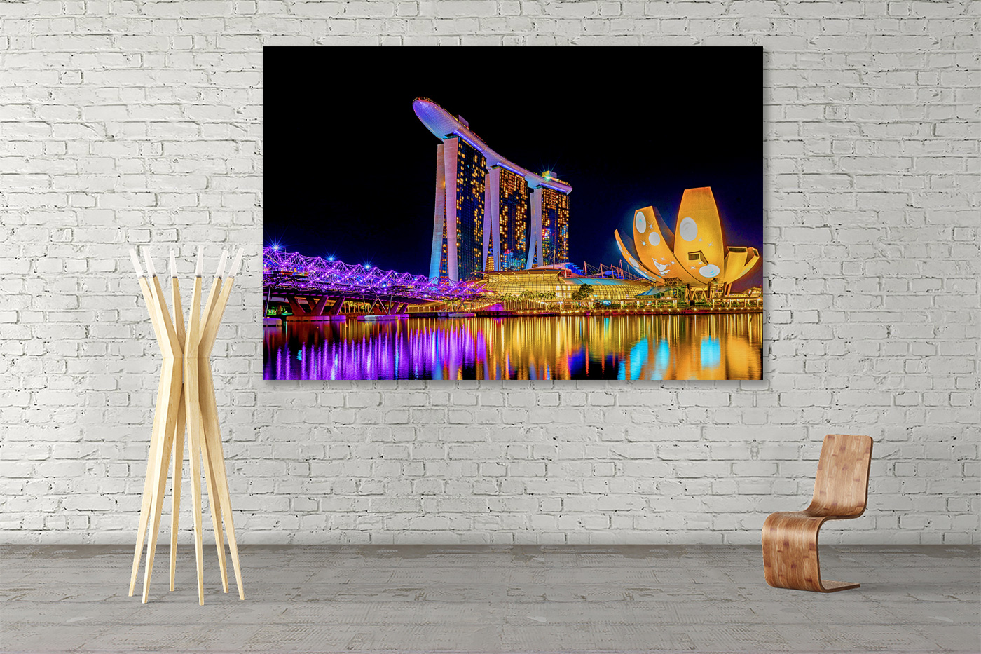Wall Art Singapur - Die Marina Bay von Singapur am Abend